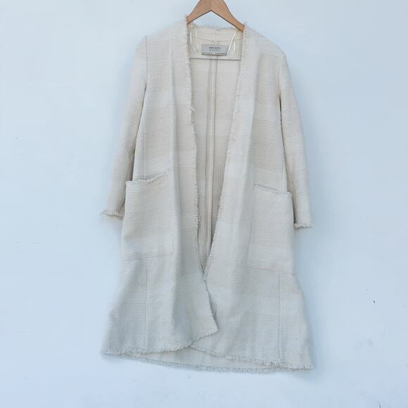 Zara Outerwear Cotton Wool Knit Open Long Cardigan Sweater Cream XS Small - Picture 1 of 9